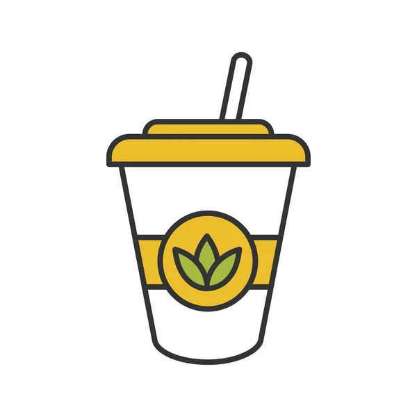 Εικονίδιο Χρώμα Τσάι Πάγου Απεξάρτηση Ποτό Διαθέσιμου Τσάι Κύπελλο Καλαμάκι — Διανυσματικό Αρχείο
