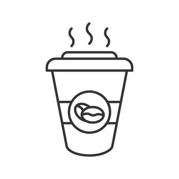 Kaffee Lineares Symbol Schmalspur Illustration Einweg Kaffeetasse Mit Deckel Vorhanden — Stockvektor