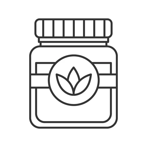 Tarro Icono Lineal Ilustración Línea Delgada Recipiente Vidrio Con Tapa — Vector de stock