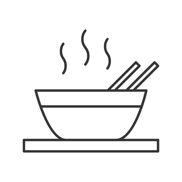 Plato Chino Caliente Icono Lineal Ilustración Línea Delgada Sopa Ramen — Vector de stock