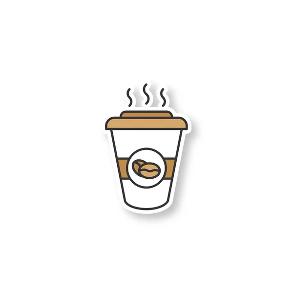 Caffè Aggiustare Tazza Caffè Usa Getta Con Coperchio Adesivo Colore — Vettoriale Stock