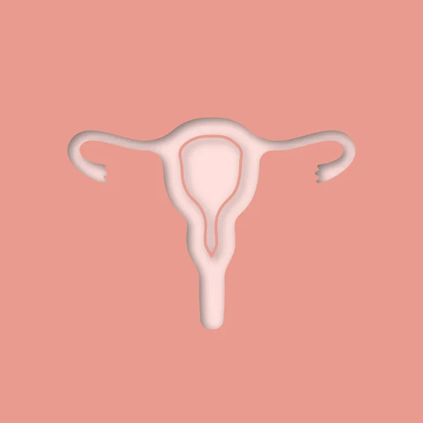 Uterus Fallopian Tubes Vagina Paper Cut Out Icon Female Reproductive — Stockvector