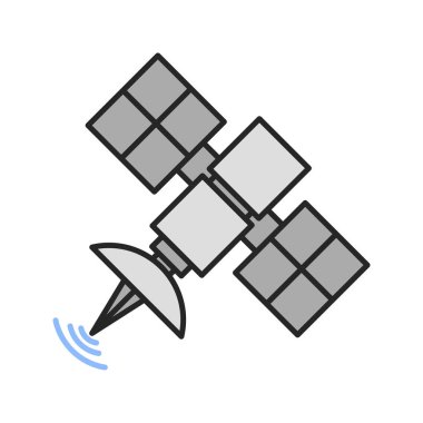 Uydu sinyali renk simgesi. İzole vektör çizim