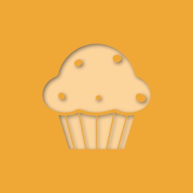 Cupcake kağıdı simge kesin. Muffin. Vektör izole siluet çizimi