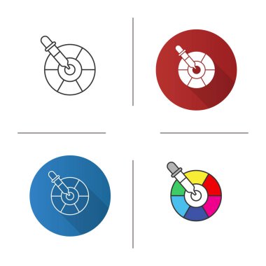 Renk seçici aracı simgesi. Palet. Tasarım, doğrusal düz ve stilleri renk. İzole vektör çizimler