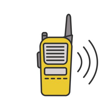 Walkie talkie renk simgesi. Polis radyosu. İzole vektör çizim