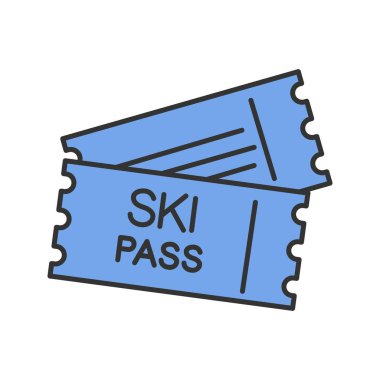 Ski pass renk simgesi. Asansör biletleri. İzole vektör çizim