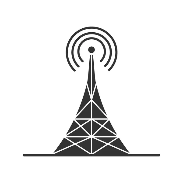 Radio Toren Glyph Pictogram Antenne Silhouet Symbool Negatieve Ruimte Vectorillustratie — Stockvector