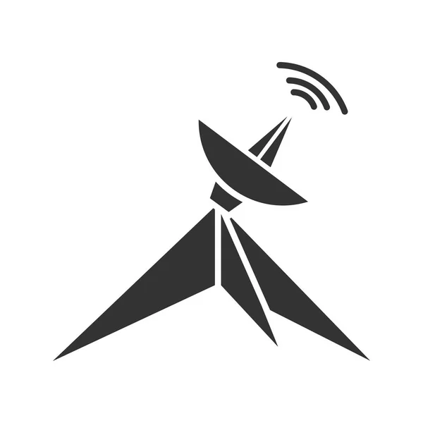Satellite Dish Glyph Icon Parabolic Antenna Silhouette Symbol Negative Space — Stock Vector