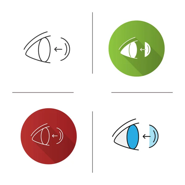 Eye Contact Lenses Putting Icon Flat Design Linear Color Styles — Stock Vector