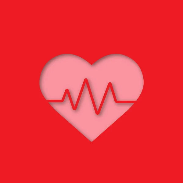 Cardio Pulse Papier Uitknippen Pictogram Heartbeat Vectorillustratie Silhouet Geïsoleerd — Stockvector