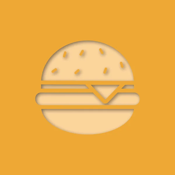 Papel Cheeseburger Cortado Ícone Sanduíche Hambúrguer Ilustração Isolada Silhueta Vetorial — Vetor de Stock