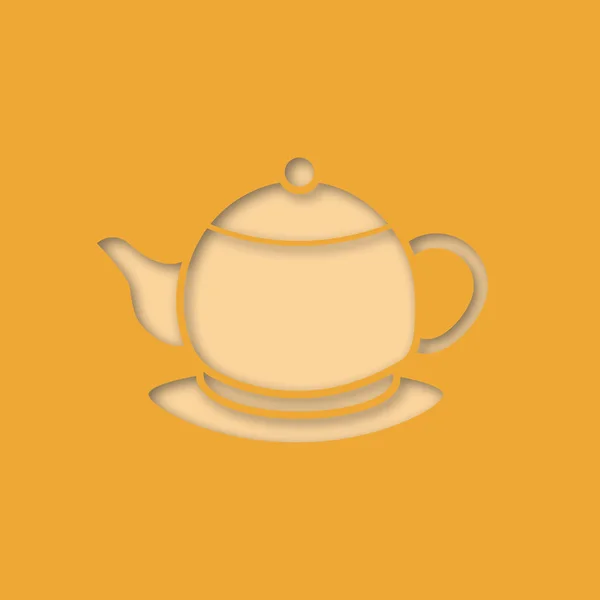 Чайник Бумаги Вырезать Значок Чайник Векторный Силуэт — стоковый вектор