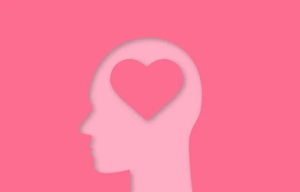 Ανθρώπινο Κεφάλι Σχήμα Καρδιάς Μέσα Χαρτί Κόψτε Εικονίδιο Ερωτευτεί Ρομαντική — Διανυσματικό Αρχείο