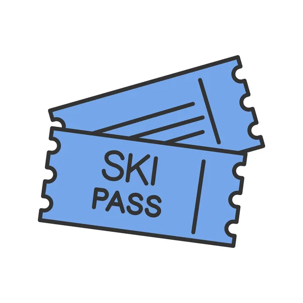 Ski Pass Renk Simgesi Asansör Biletleri Zole Vektör Çizim — Stok Vektör