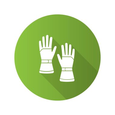 Kış kayak eldiven tasarım uzun gölge glif simgesi düz. Snowproof eldiven. Vektör siluet çizimi