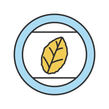 Tütün yaprağı renk simgesi ile yuvarlak etiket. Nane. İzole vektör çizim