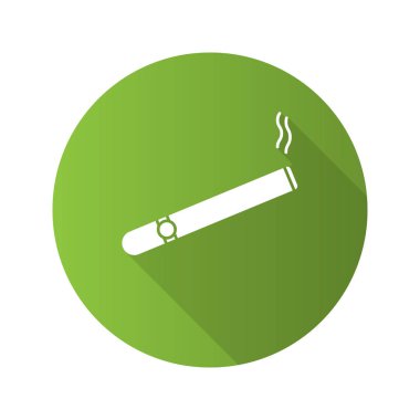 Puro düz tasarım uzun gölge glif simgesi yakma. Sigara. Alan. Vektör siluet çizimi