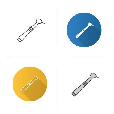 Diş matkap simgesi. Diş el probu. Tasarım, doğrusal düz ve stilleri renk. İzole vektör çizimler