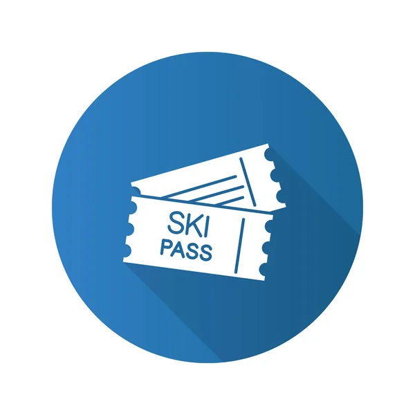 Kayak Geçmek Düz Tasarım Uzun Gölge Glif Simgesi Asansör Biletleri — Stok Vektör