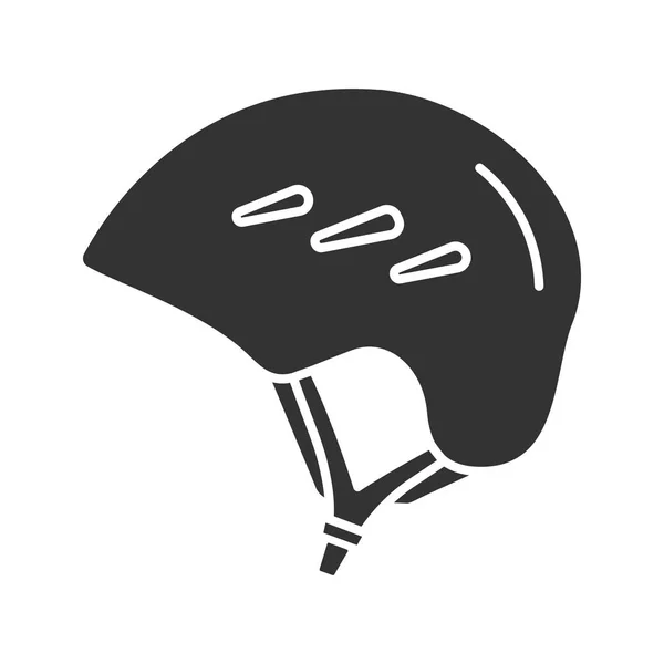 スキーやスノーボードのヘルメット グリフ アイコン 自転車安全帽子 シルエットのシンボル 否定的なスペース 分離したベクトル図 — ストックベクタ