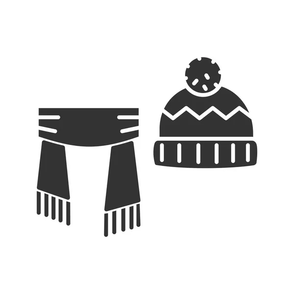 Écharpe Chapeau Avec Icône Glyphe Pompon Des Vêtements Hiver Symbole — Image vectorielle