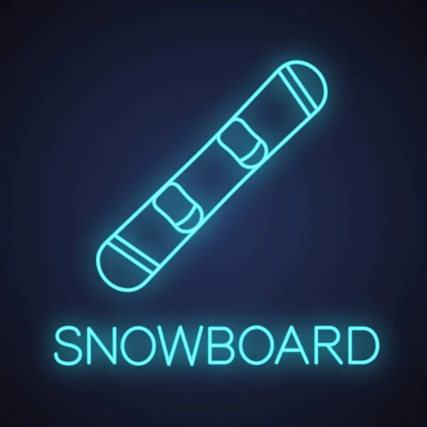 Snowboard Neon Işığı Simgesi Şareti Parlayan Zole Vektör Çizim — Stok Vektör