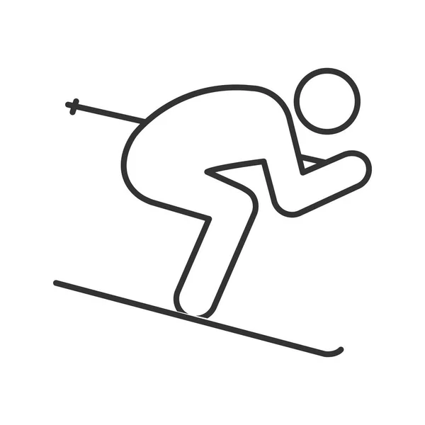 Icône Linéaire Skieur Illustration Fine Skieur Symbole Contour Schéma Vectoriel — Image vectorielle