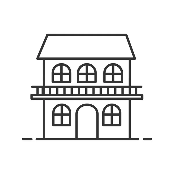 Διώροφη Εξοχική Κατοικία Γραμμική Εικονίδιο Λεπτή Γραμμή Εικονογράφηση Σαλέ Σπίτι — Διανυσματικό Αρχείο