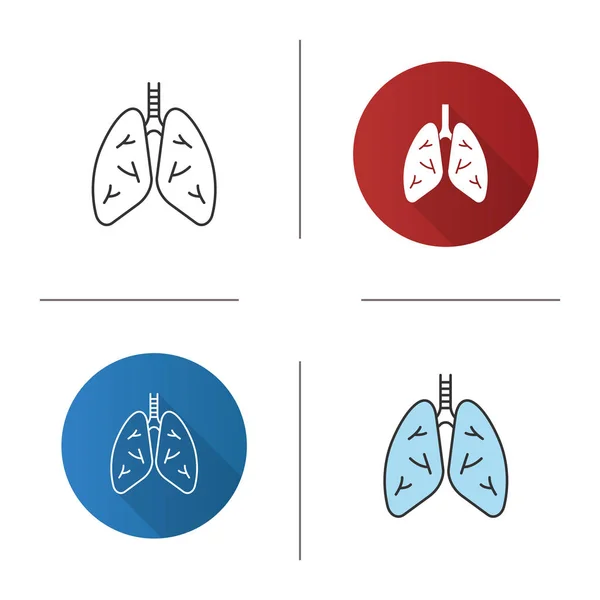 Icône Des Poumons Humains Anatomie Système Respiratoire Design Plat Lignes — Image vectorielle