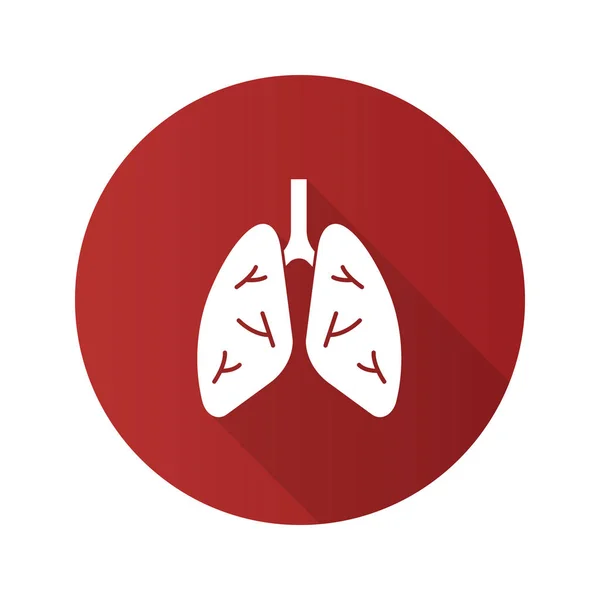 Человеческие Легкие Плоский Дизайн Длинный Знак Тени Анатомия Дыхательной Системы — стоковый вектор
