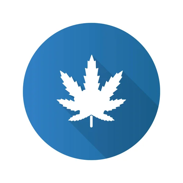 Marihuana Blatt Flache Design Langen Schatten Glyphen Symbol Cannabis Ganja — Stockvektor