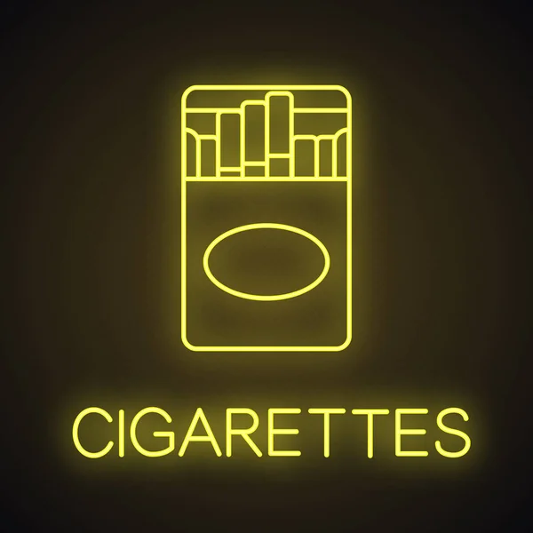 Open Cigarette Pack Neon Light Icon Smoking Glowing Sign Vector — Stock Vector