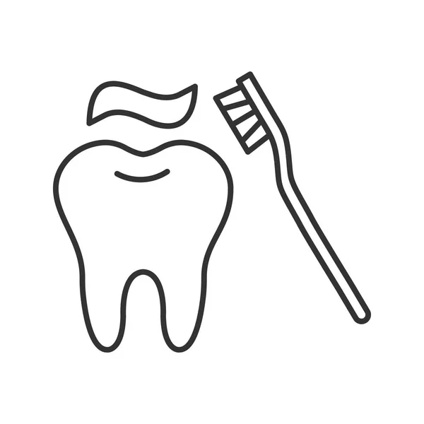Correct Brossage Des Dents Icône Linéaire Illustration Fine Dent Avec — Image vectorielle