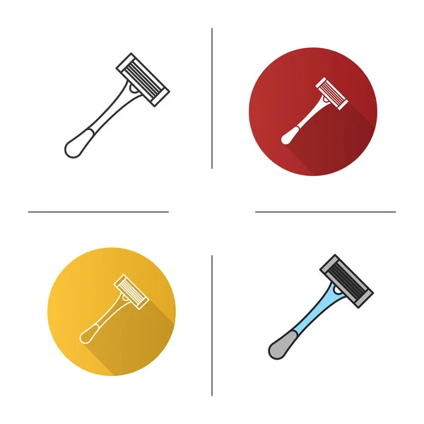 Razor Pictogram Scheren Hulpmiddel Plat Ontwerp Lineaire Kleur Stijlen Geïsoleerde — Stockvector