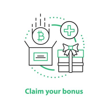 Bonus kavramı simge sunuyor. Fikir ince hat illüstrasyon kar. Bitcoin bonus. Çizim vektör izole anahat