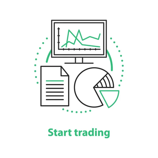 Začněte Obchodovat Koncept Ikonu Tržní Přístup Myšlenka Tenká Linie Ilustrace — Stockový vektor
