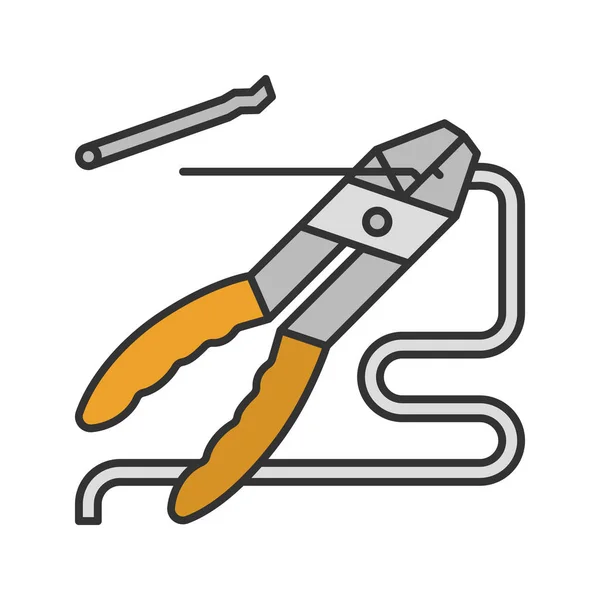 Combination Pliers Removing Wire Insulation Color Icon Isolated Vector Illustration — Stock Vector