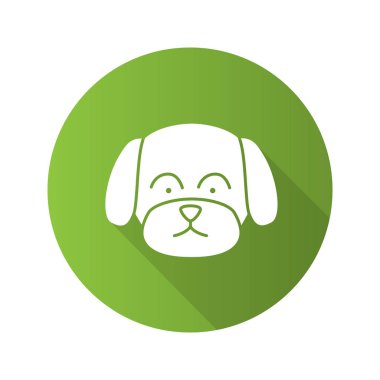 Malta düz tasarım uzun gölge glif simgesi. Oyuncak köpek doğurmak. Vektör siluet çizimi