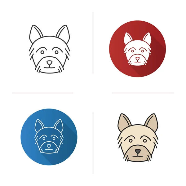 Yorkshire Terrier Icono Yorkie Diseño Plano Lineal Estilos Color Ilustraciones — Vector de stock