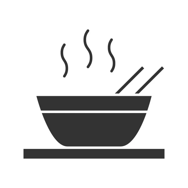 热中式碟字形图标 米饭或面条 剪影符号 负空间 矢量隔离插图 — 图库矢量图片