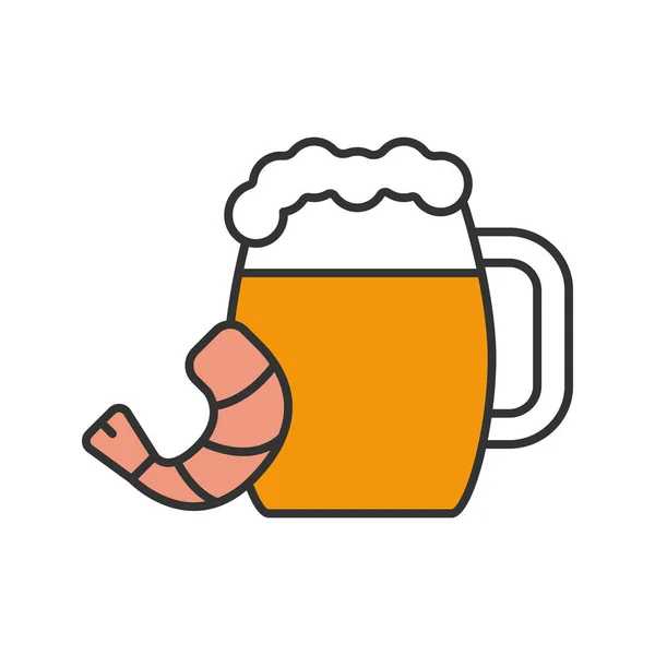 Beer mug with shrimp color icon. Ale. Isolated vector illustration