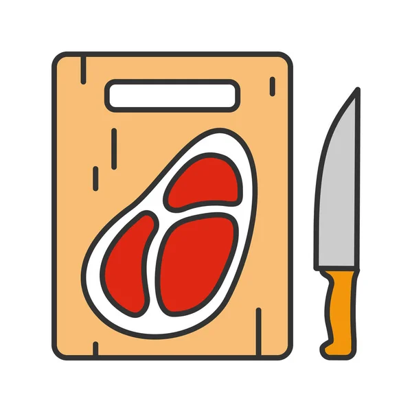 Filete Tabla Cortar Con Icono Color Cuchillo Ilustración Vectorial Aislada — Archivo Imágenes Vectoriales