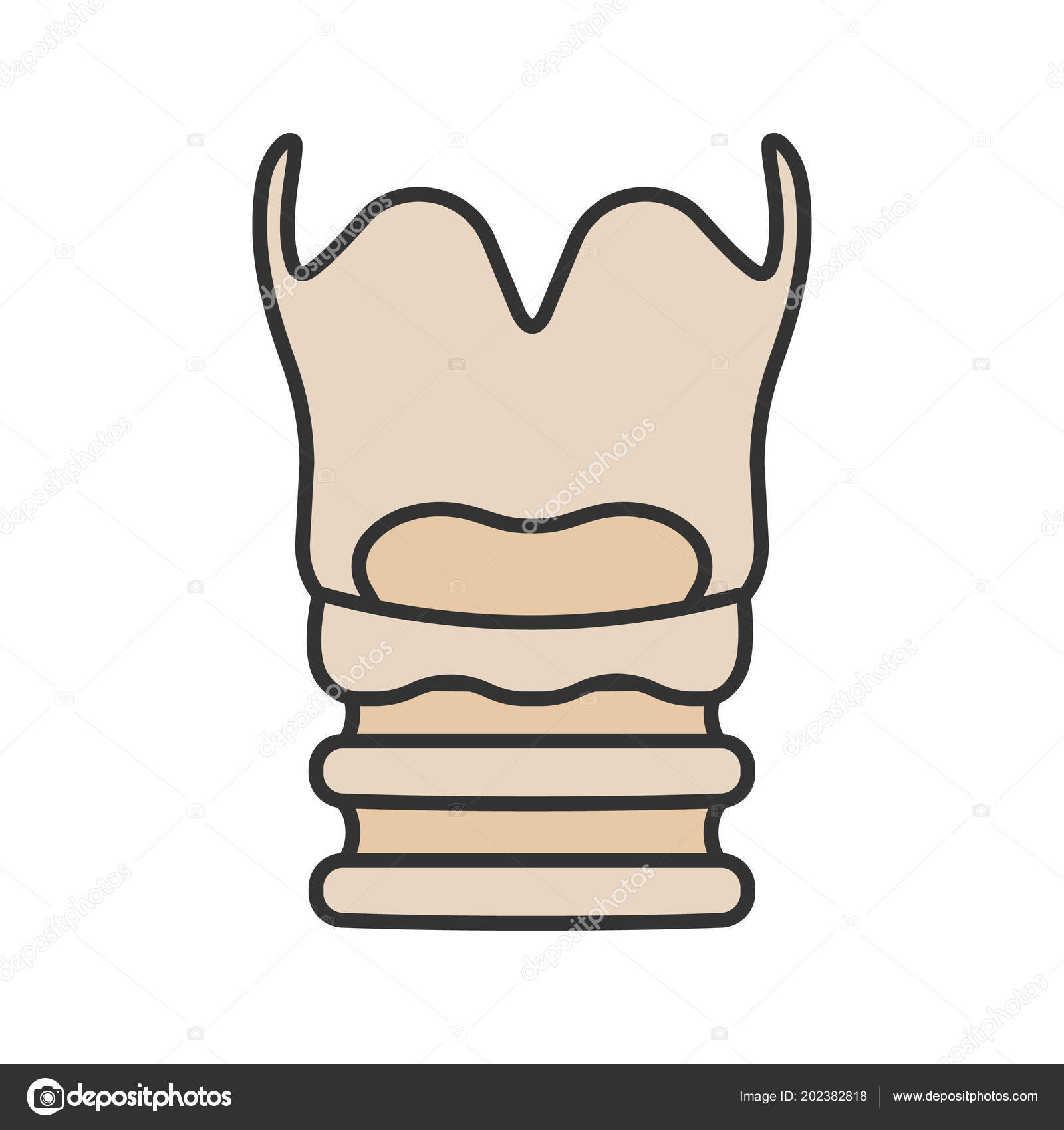 Larynx Color Icon Voice Box Isolated Vector Illustration — Stock Vector