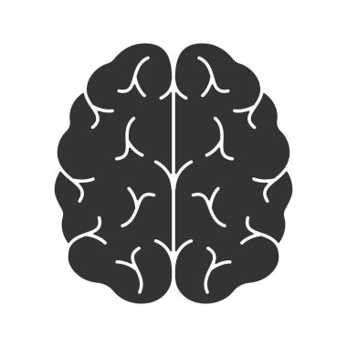 İnsan beyni glif simgesi. Sinir sistemi organı. Siluet simge. Negatif alan. İzole vektör çizim