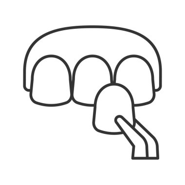 Kaplama doğrusal simgesi. İnce hat illüstrasyon. Diş taç. Kontur sembolü. Çizim vektör izole anahat