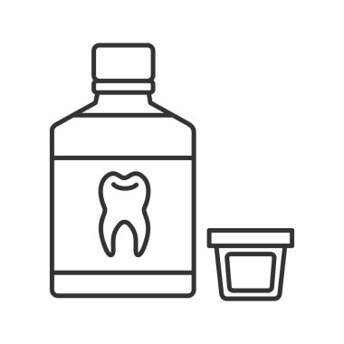 Gargara doğrusal simgesi. İnce hat illüstrasyon. Sözlü durulama. Kontur sembolü. İzole vektör çizim