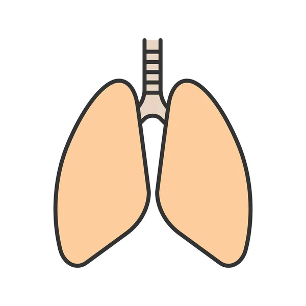 Icona Colore Dei Polmoni Umani Anatomia Del Sistema Respiratorio Illustrazione — Vettoriale Stock