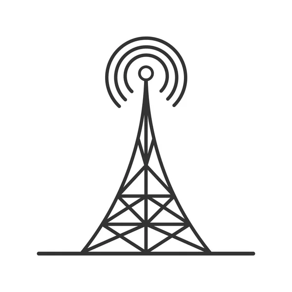 Ícone Linear Torre Rádio Ilustração Fina Antena Símbolo Contorno Desenho — Vetor de Stock