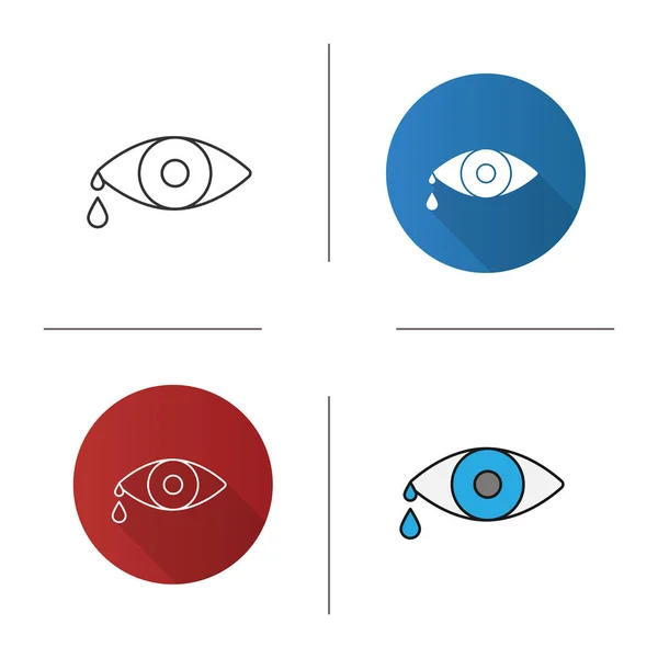 Crying Human Eye Icon Flat Design Linear Color Styles Eye — Stock Vector
